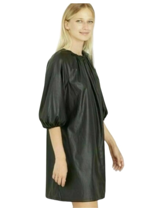 Who What Wear Dresses & Skirts - NWOT $49 Who What Wear Black Vegan Faux Leather Puff Sleeve Size L